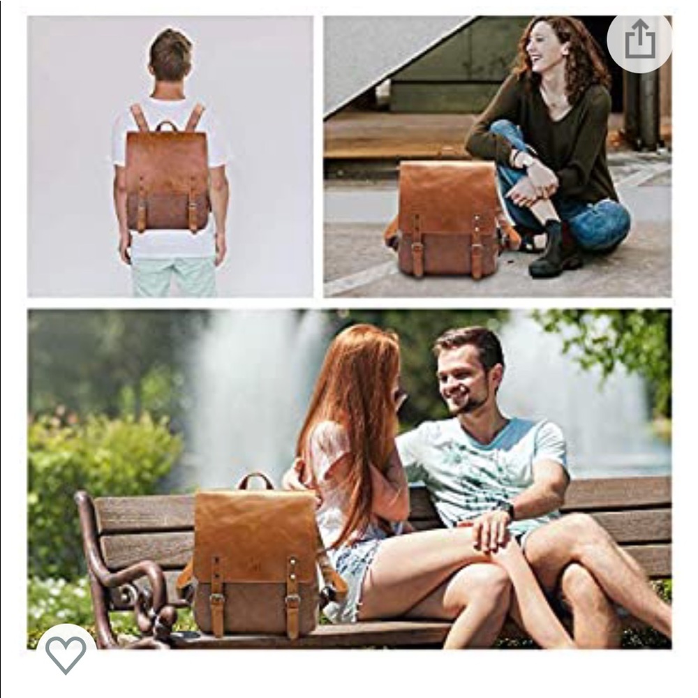 NEW LXY Vegan Leather Backpack Vintage Laptop Bookbag
